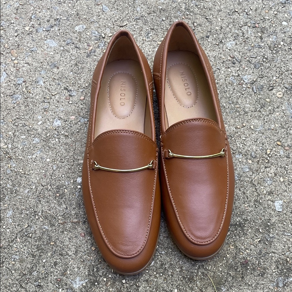 nisolo lucy loafers sugar cognac